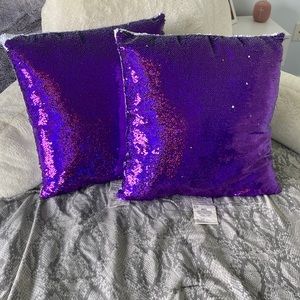 Purple/White Reversible Sequin Pillows